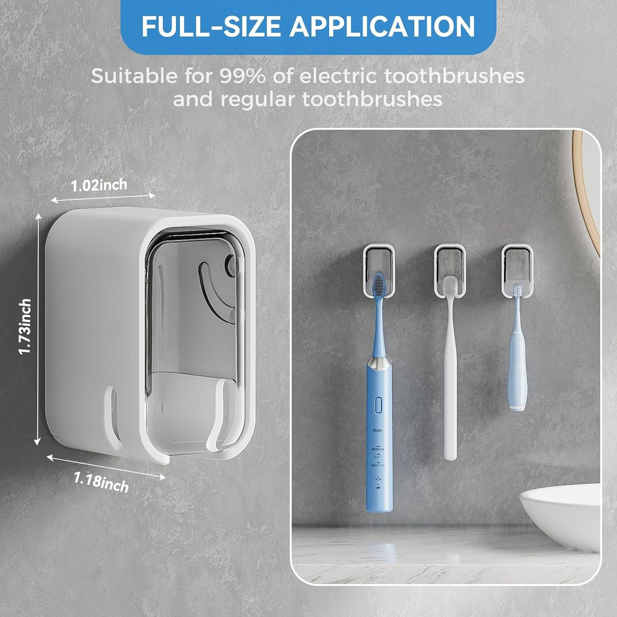 Hillcrest Bathware Grey Covered Wall Toothbrush Holder additional product photo