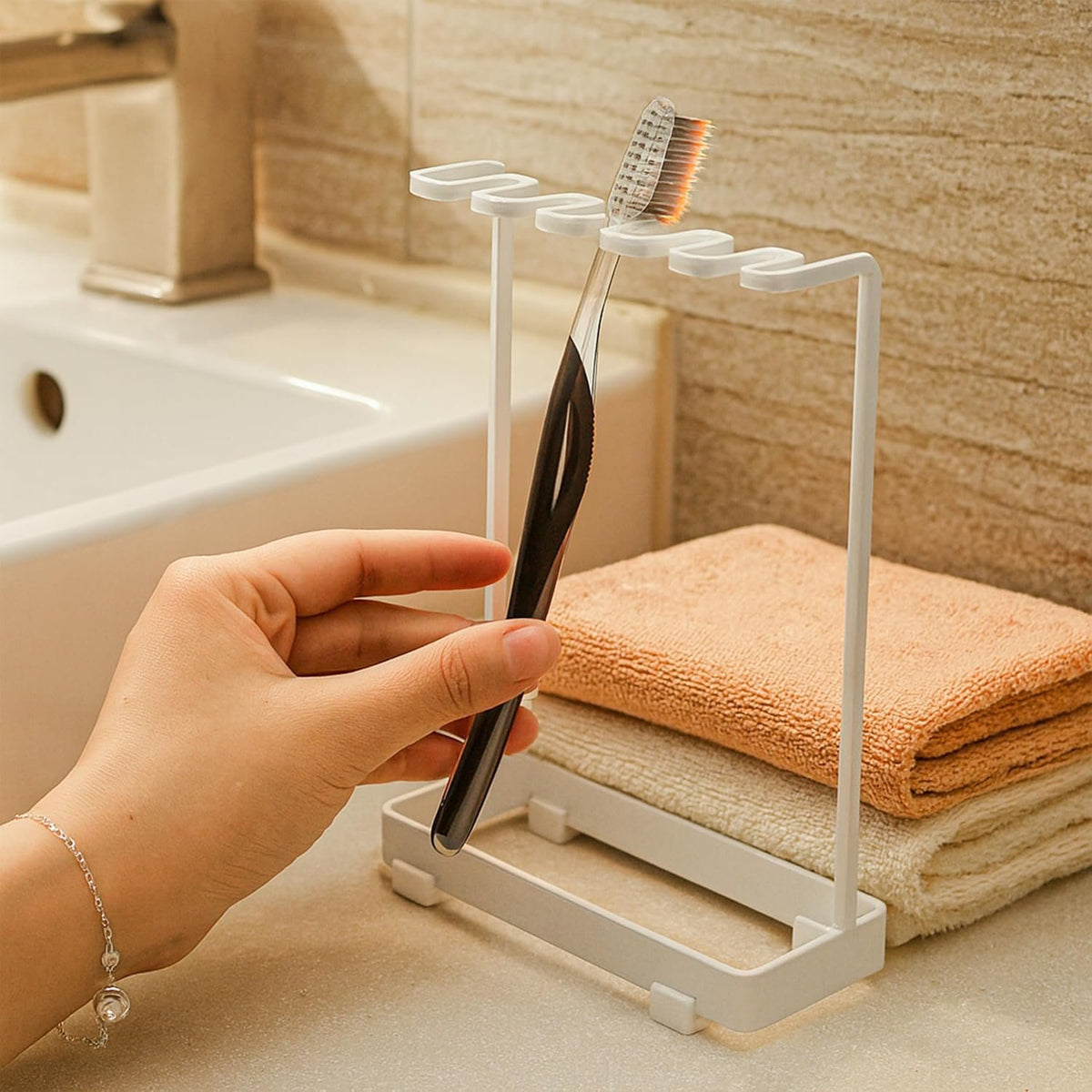 Hillcrest Bathware White Stainless Steel Toothbrush Rack additional product photo