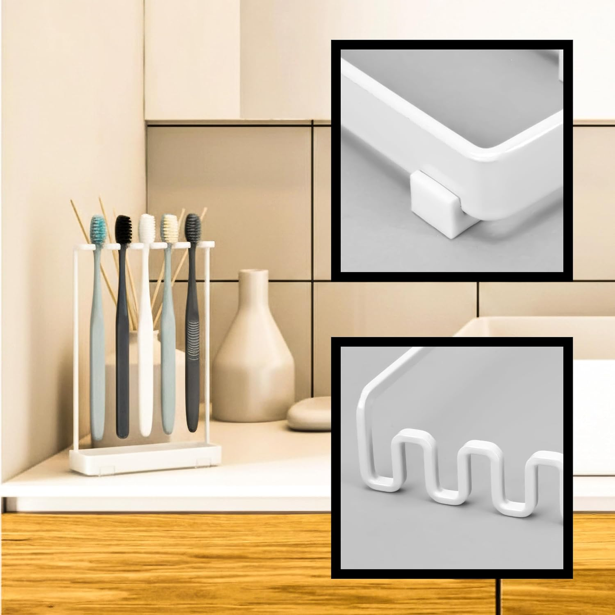 Hillcrest Bathware White Stainless Steel Toothbrush Rack additional product photo