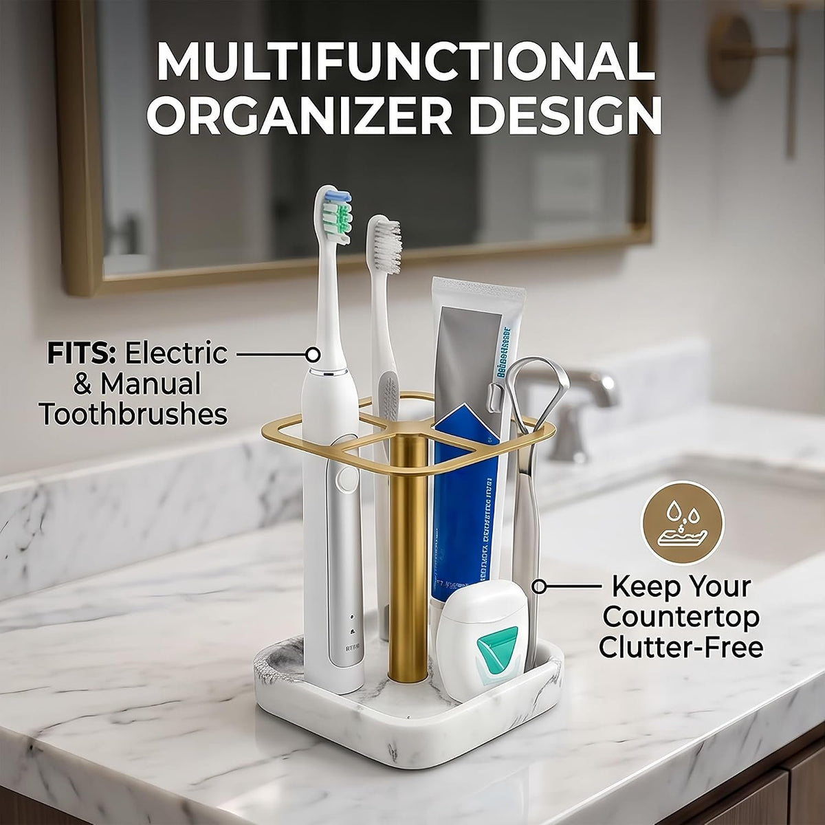 Hillcrest Bathware Gold-Tone Stainless Steel Toothbrush Stand additional product photo