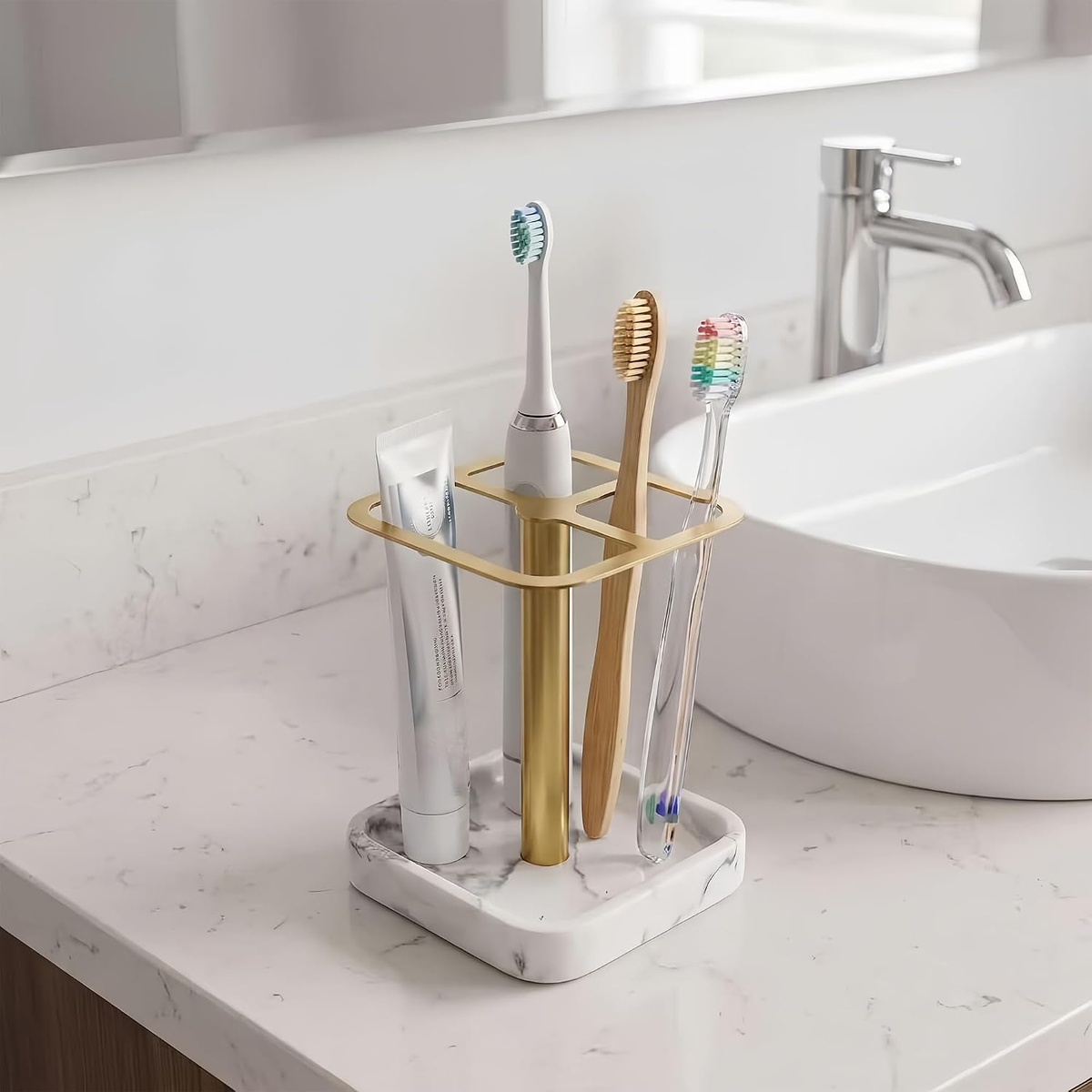 Hillcrest Bathware Gold-Tone Stainless Steel Toothbrush Stand additional product photo