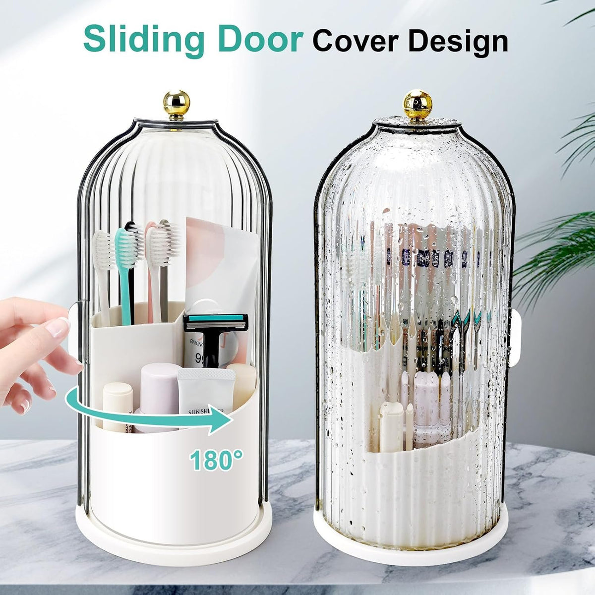 Hillcrest Bathware Rotating Toothbrush Holder with Sliding Dome Lid additional product photo