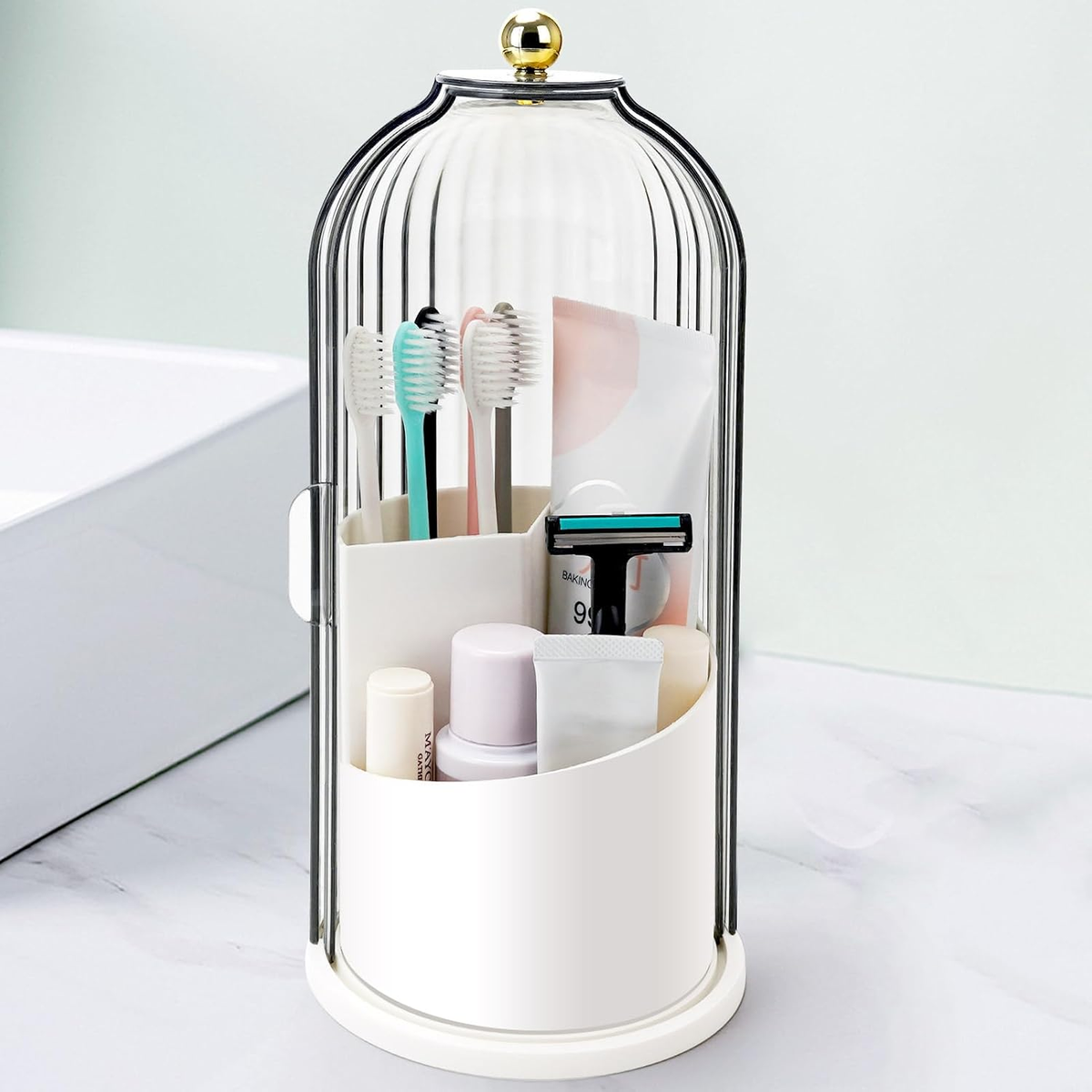 Hillcrest Bathware Rotating Toothbrush Holder with Sliding Dome Lid studio product photo