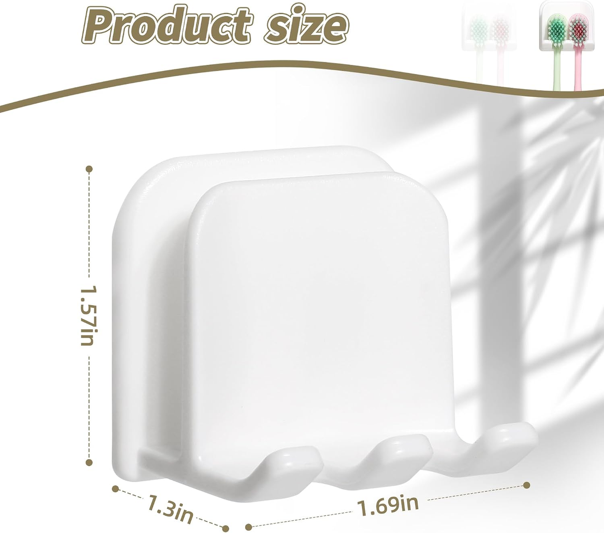 Hillcrest Bathware White Adhesive Wall Toothbrush Holder additional product photo