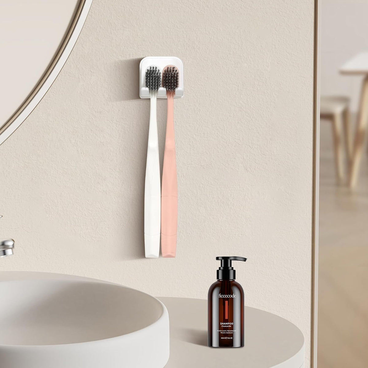 Hillcrest Bathware White Adhesive Wall Toothbrush Holder additional product photo