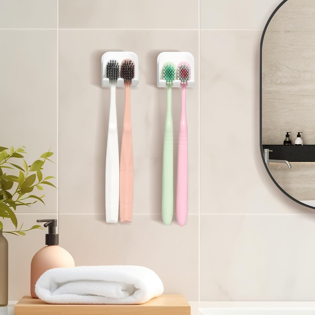 Hillcrest Bathware White Adhesive Wall Toothbrush Holder additional product photo