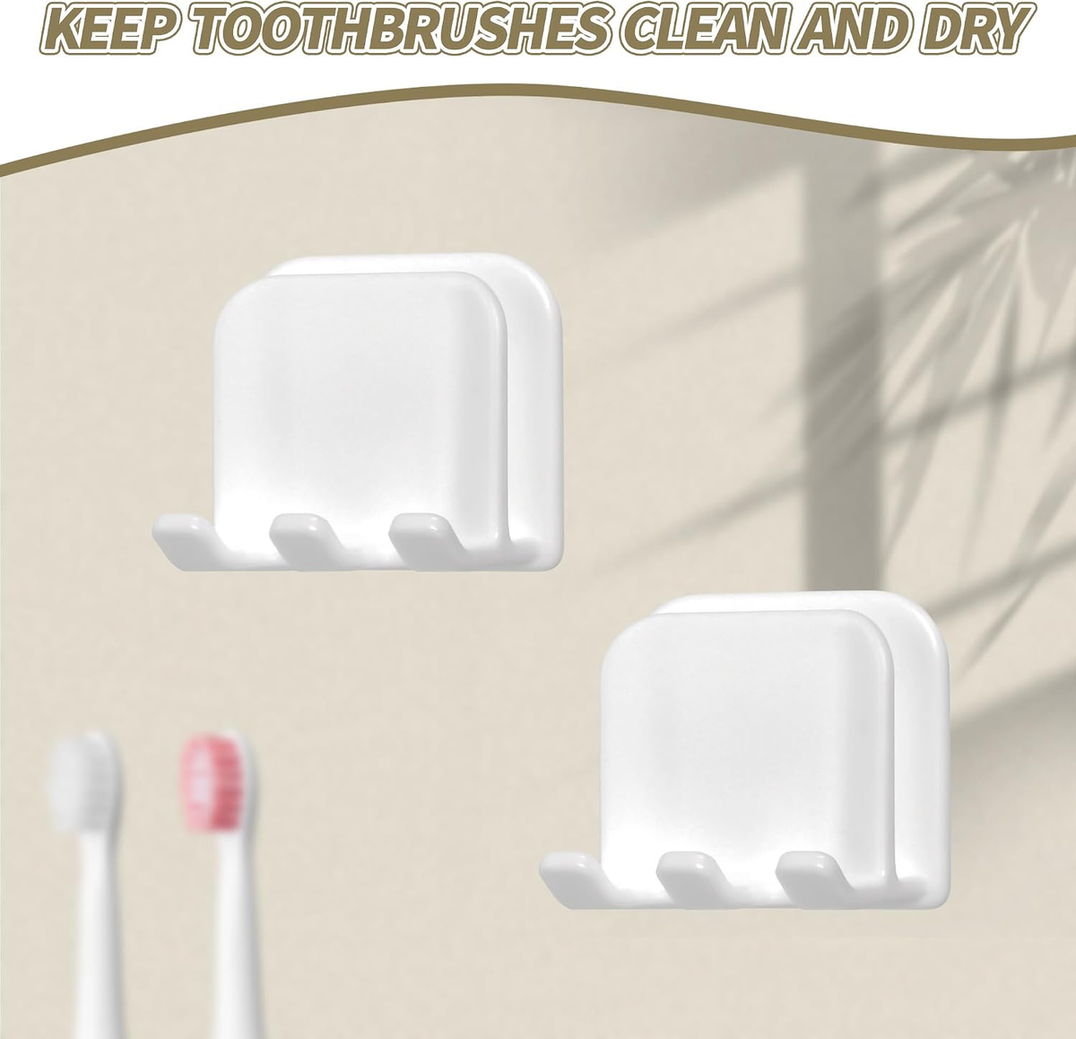 Hillcrest Bathware White Adhesive Wall Toothbrush Holder additional product photo